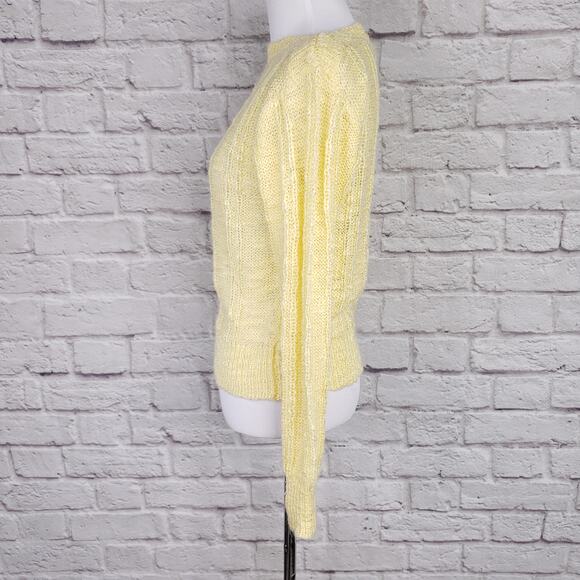 Vintage 80s Yellow Loose Knit Boatneck Sweater - Picture 9 of 14
